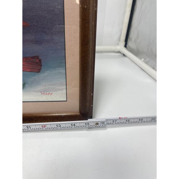 Folk Art Cardinal by WulFF Orignal Art Wildlife Bird Professional Framed - Picture 5 of 8